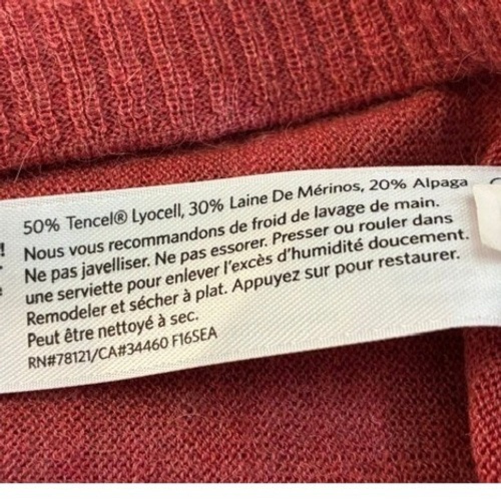Eileen Fisher Sweater Womens M Coral Excellent Merino Alpaca Tencel Knit Top - Picture 4 of 6